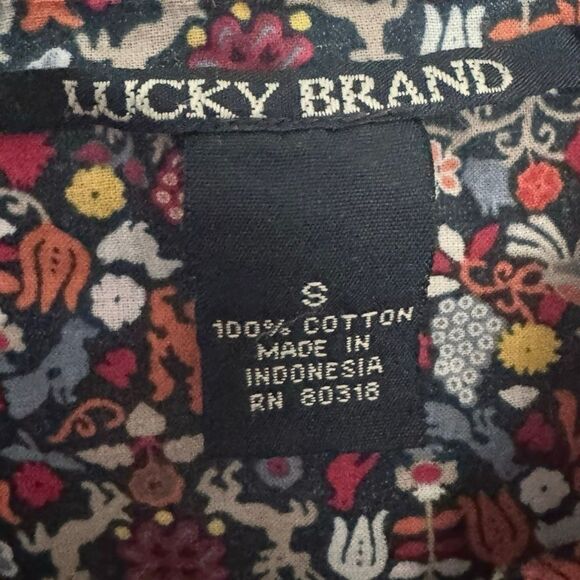 Lucky Brand Floral Cotton Peasant Blouse S - Picture 5 of 5